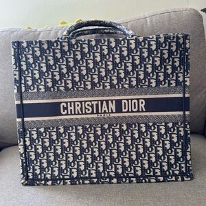 Dior Navy & Beige Christian Dior Canvas Tote